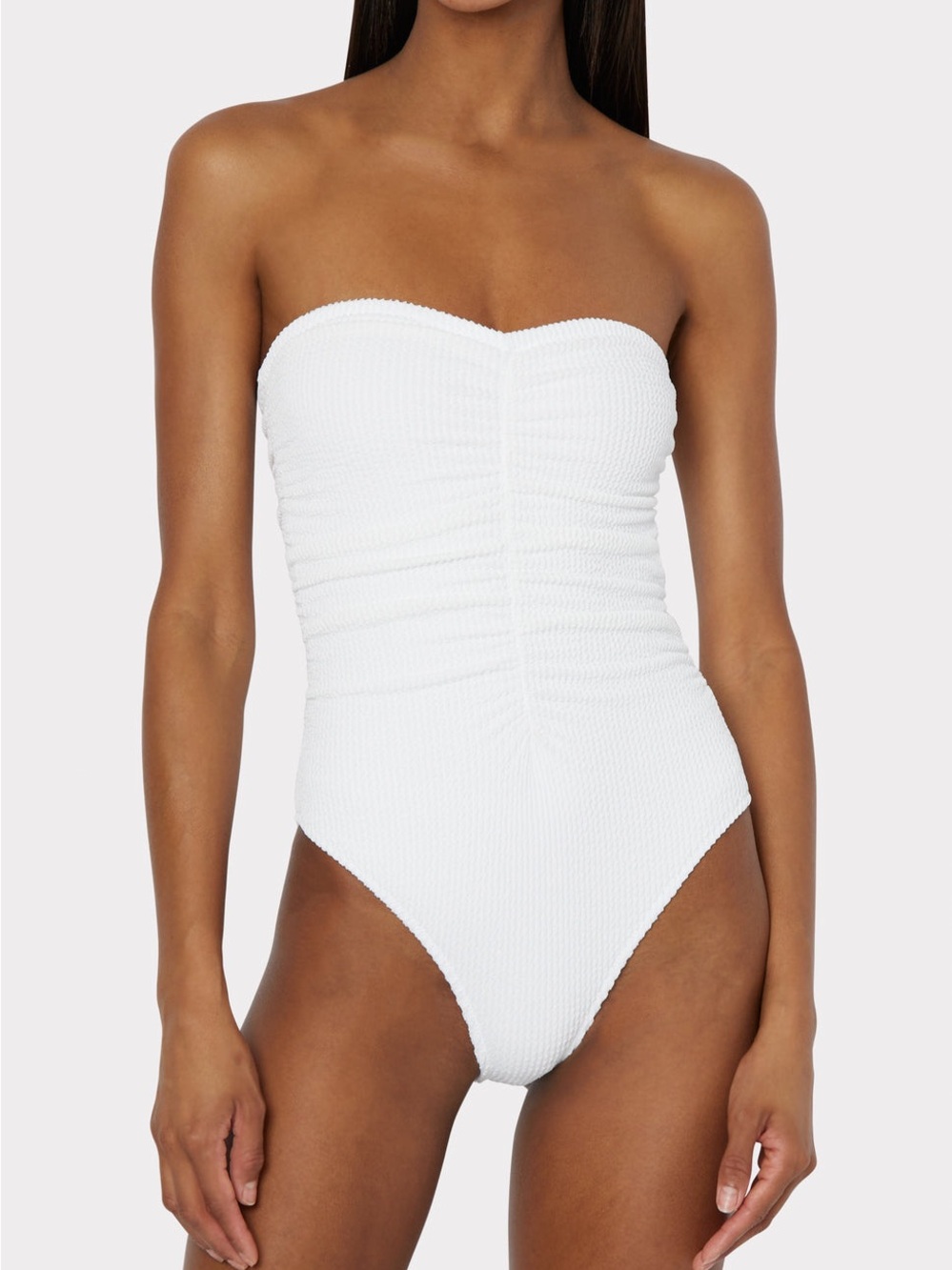 NWT Milly White Strapless Textured One-Piece Swimsuit